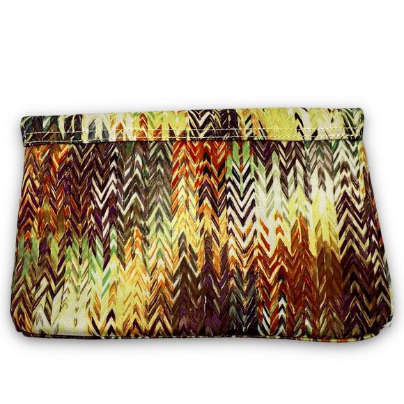 Elaine Turner Envelope Clutch Bag Abstract Chevron Zig Zag Print Gold Hardware - Picture 3 of 8
